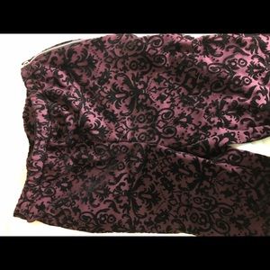 Velvet maroon/wine paisley high waisted jeggings